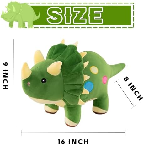 NILISWIEST Dinosaur Plush Pillow Toy Green Triceratops