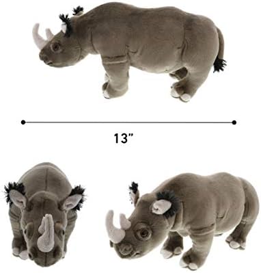 DolliBu Wild Stuffed Animal Soft Plush Rhino Toy for Kids