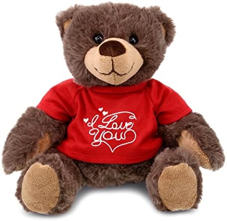 DolliBu Brown Bear Plush with Red Shirt