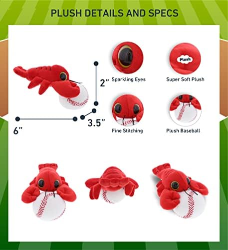 DolliBu Big Eye Lobster Plush with Baseball - 6 Inches 1