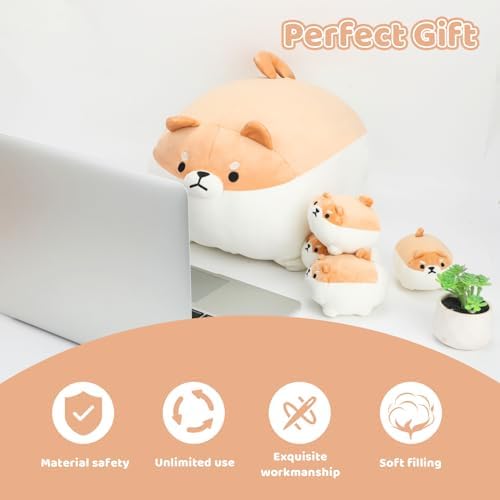 AtoBaby Shiba Inu Plush Pillow with Four Babies