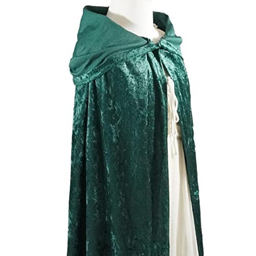 Hunter Emerald Green Crushed Velvet Hooded Cape - Adult Small 1