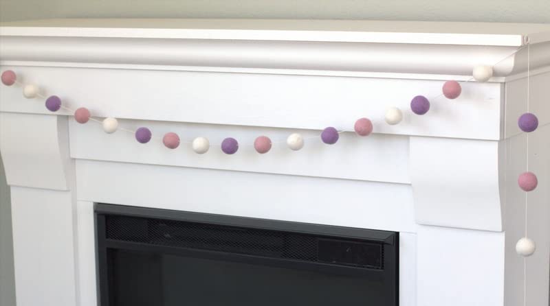 Matthew Mae Felt Ball Garland - 1 Inch Balls - Pink Purple