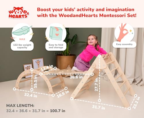 Wood And Hearts 3 in 1 Triangle Climbing Gym