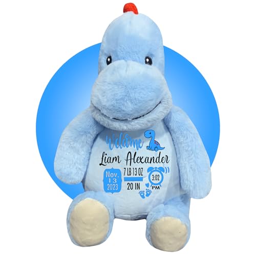 Baby Birth Stats Plush Green Dinosaur