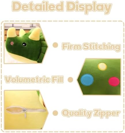 NILISWIEST Dinosaur Plush Pillow Toy Green Triceratops