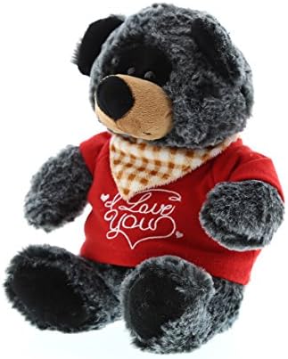 DolliBu I Love You Valentine Black Bear Plush - 8 Inches