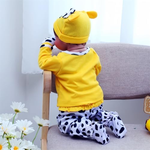 Yellow Cow Reborn Baby Doll Clothes 5pcs Set