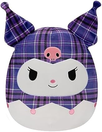 Squishmallows Original Sanrio 14 Inch Purple Plaid Kuromi Plush