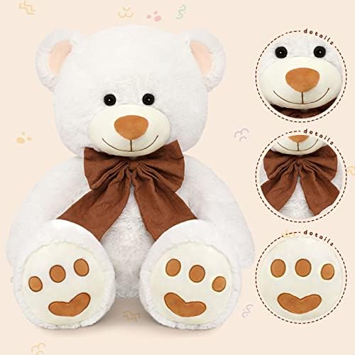40 Inch White Teddy Bear Plush Pillow Gift