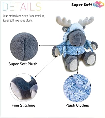 Puzzled DolliBu Plush Moose with Sweater and Hat - 9 Inches