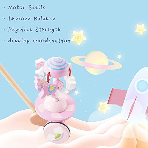 RUYU Lively Carousel Wooden Push Pull Toy for Toddlers 1