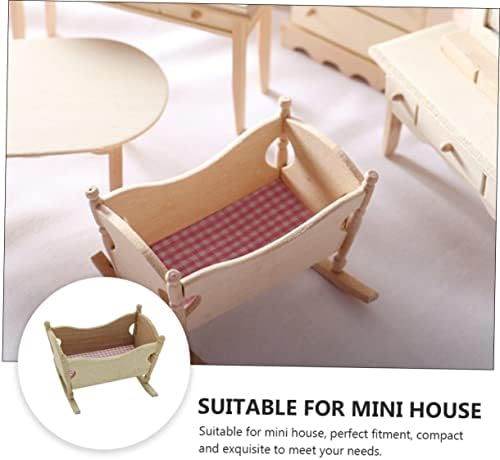 CIYODO Mini Wooden Cradle Model for Dollhouse 1