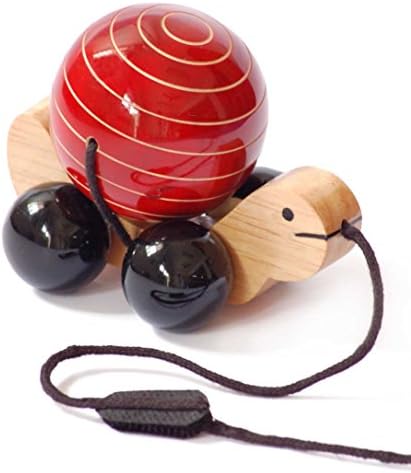 Tuttu Turtle Wooden Pull Toy with Rotating Ball for Toddlers