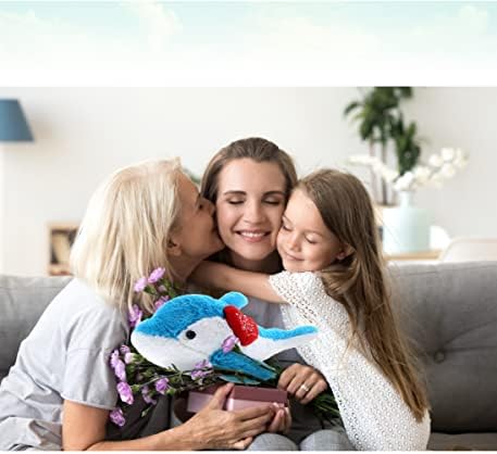 DolliBu I Love You Blue Dolphin Plush - 18 Inches