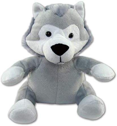 DolliBu Plush Wolf Toy - 6 Inches Sitting Huggable Stuffed Animal
