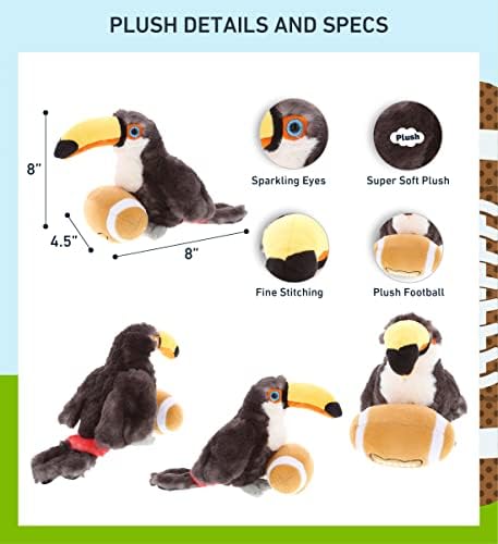 DolliBu Toucan Plush with Football - 8 Inches 1
