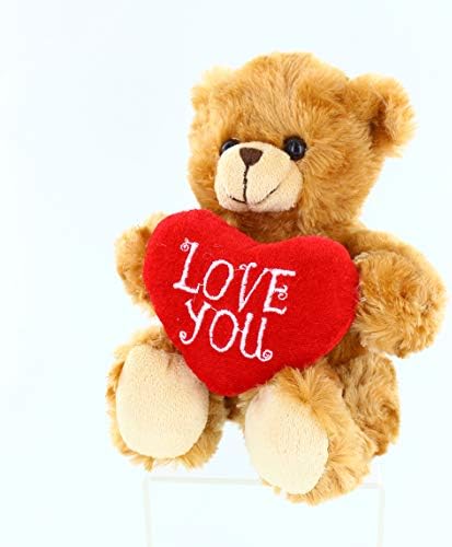 Plushland Stuffed Mocha Heart Bear - 9 Inch Plush Toy