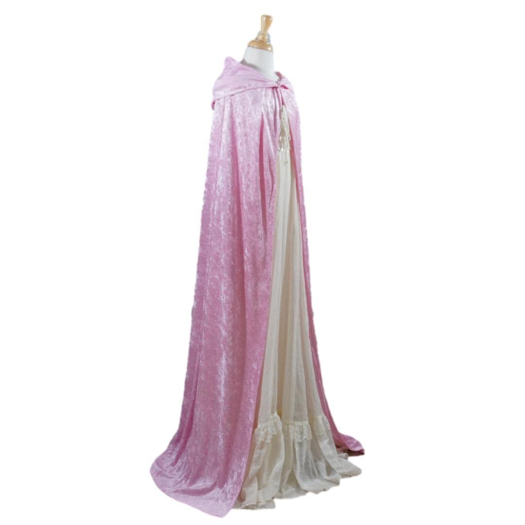 Light Pink Crushed Velvet Hooded Cape for All Ages