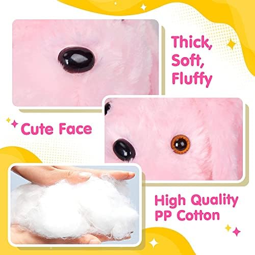 WEWILL 18 Inch Glow Light Pink Puppy Plush Toy with Night Light