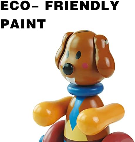 RUYU Loyal Puppy Wooden Push Pull Activity Walking Toy for Toddlers