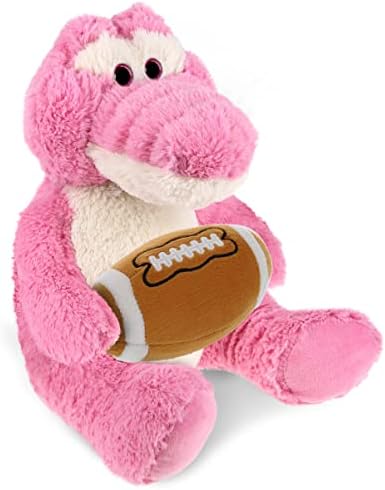 DolliBu Sitting Pink Alligator Plush with Football
