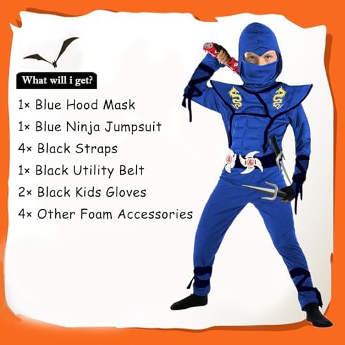 SATKULL Kids Ninja Costume Set with Accessories