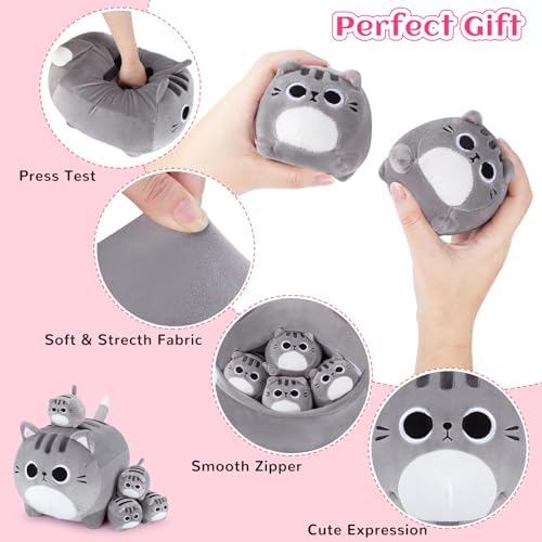 Grey Cat Plush Family 5PCS Stuffed Animal Set