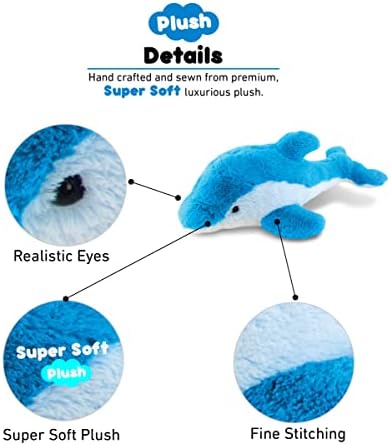 Puzzled DolliBu Plush Dolphin - 18 Inch Huggable Marine Blue Stuffed Animal