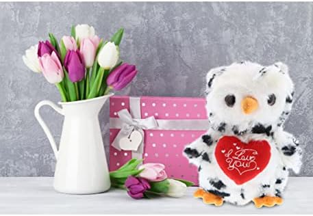 DolliBu I Love You Valentine White Owl Stuffed Animal