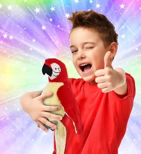DolliBu Red Parrot Stuffed Animal - 9 Inches