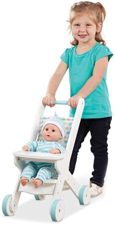 Melissa Doug Mine to Love Wooden Stroller for Dolls