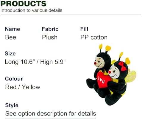 Yohaki Cute Bee Plush Stuffed Animal 2 in 1 Valentines Gift