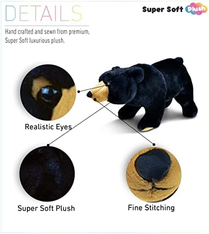 DolliBu Plush Black Bear Stuffed Animal - 16 Inches