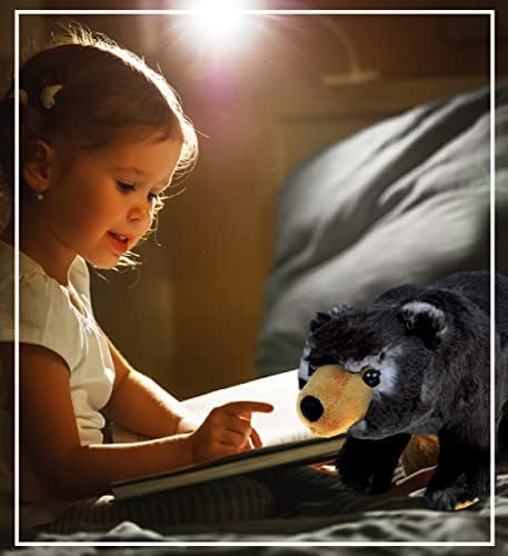 DolliBu Standing Black Bear Plush Stuffed Animal - 11 Inch