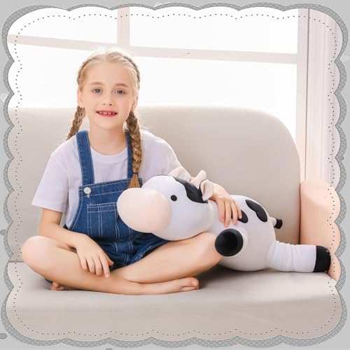 FLORVIV Weighted Cow Plush Toy 24 42lb Cuddly Hugging Doll