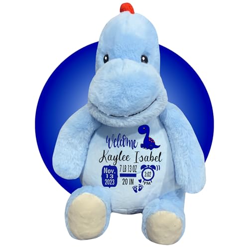 Baby Birth Stats Plush Green Dinosaur