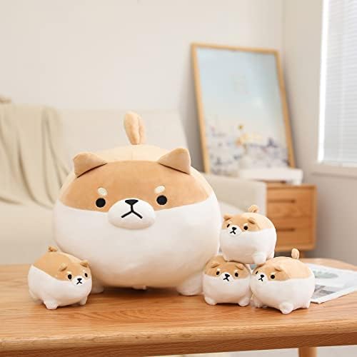 SQEQE Stuffed Shiba Inu Plush Toy with 4 Baby Plushies