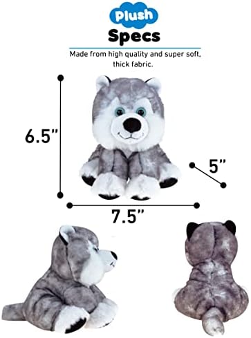 Puzzled DolliBu Plush Husky Dog - Soft Huggable 9 Inch Grey Sled Dog Toy