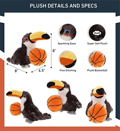 DolliBu Toucan Plush with Basketball - 8 Inches 1