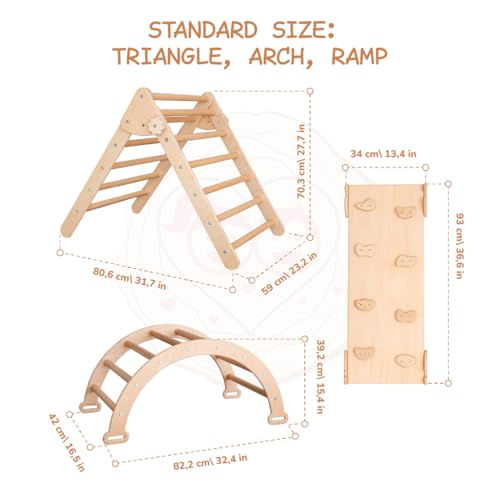 Wood And Hearts 3 in 1 Triangle Climbing Gym