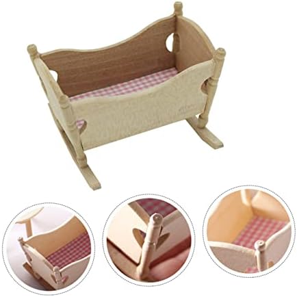 CIYODO Mini Wooden Cradle Model for Dollhouse 1