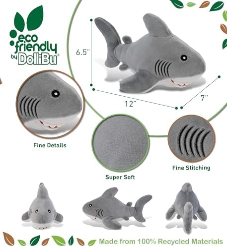 DolliBu Eco-Friendly Soft Shark Plush Toy 12 Inches