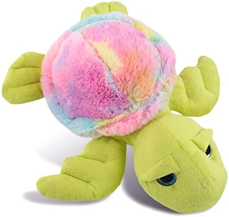 DolliBu Rainbow Green Sea Turtle Stuffed Animal Toy