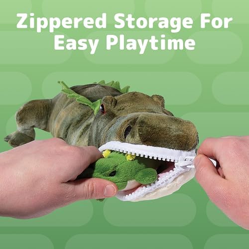 PREXTEX Stuffed Alligator Mommy with 3 Baby Alligators
