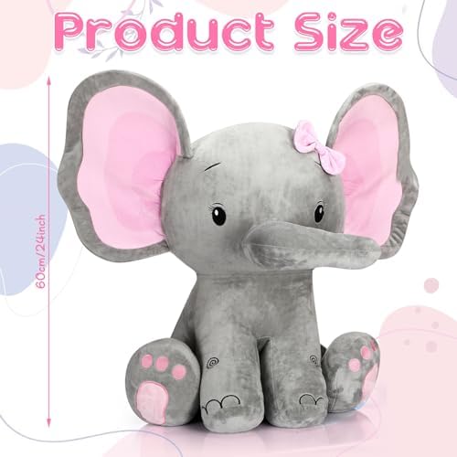 Jenaai 24 Inch Giant Plush Elephant Toy for Kids