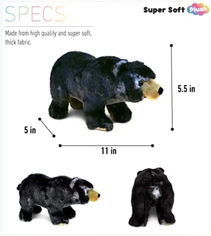 DolliBu Standing Black Bear Plush Stuffed Animal - 11 Inch
