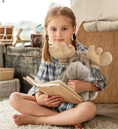 Puzzled DolliBu 12 Inch Fluffy Moose Plush Toy