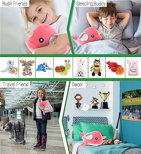 DolliBu Pink Narwhal Plush with Baseball - 1175 Inches 1