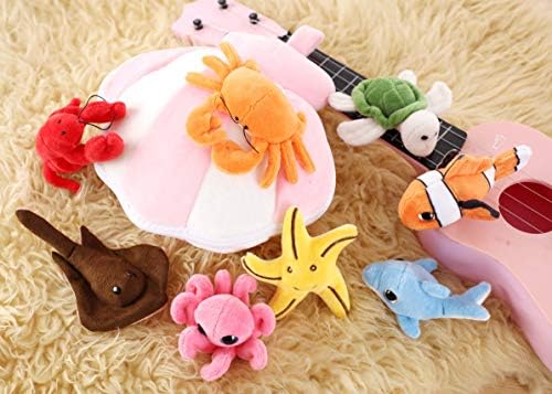 PELATOS Plush Sea Animals Playset with Shell House - 8 Piece